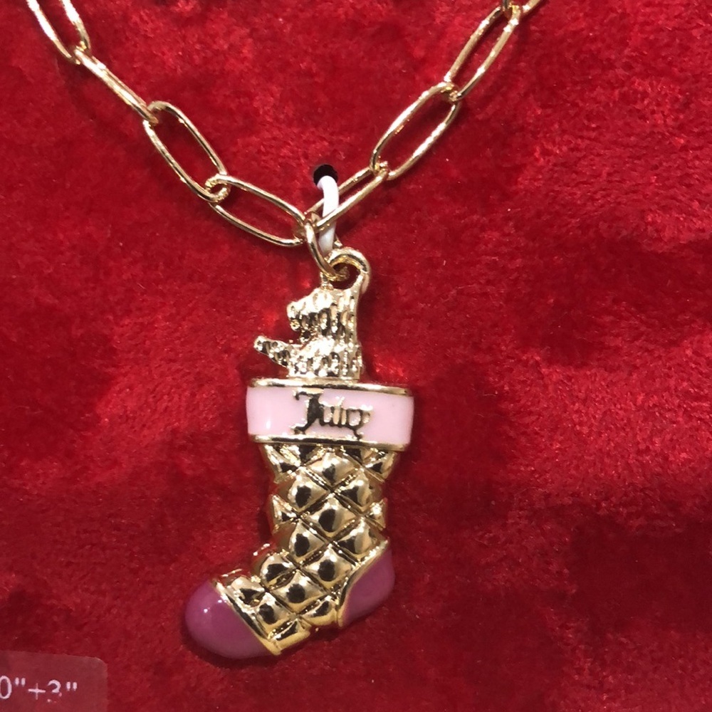Juicy Couture pink stocking chain link necklace & pink heart shaped earrings set - Picture 4 of 14